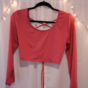 Pink crop top with lace back
